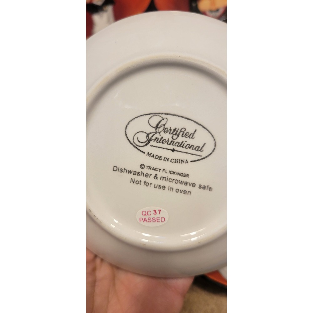 Set 4 Certified International Tracy Flickinger Individual Dip Dish Orange Black - Picture 4 of 5